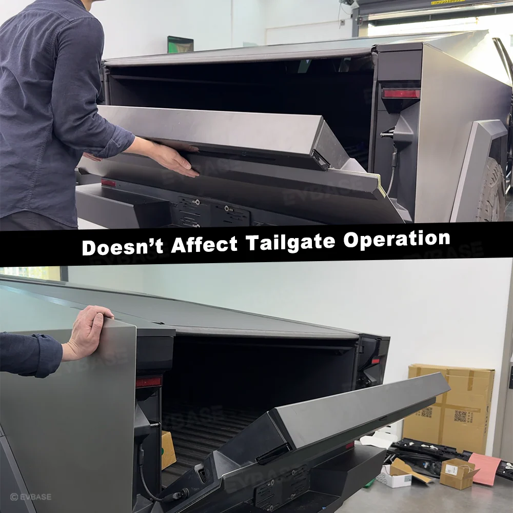 Cybertruck Tailgate Protector 2.0 OEM-Style Anti-Scratch ABS Tailgate Trim Cover with Illuminated LED Logo