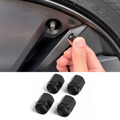 Model Y Juniper Tire Valve Stem Caps Red/Black Leakproof Aluminum Alloy Tire Air Caps Rustproof Metal Valve Covers with Rubber Seal for Model Y/3/S/X/Cybertruck