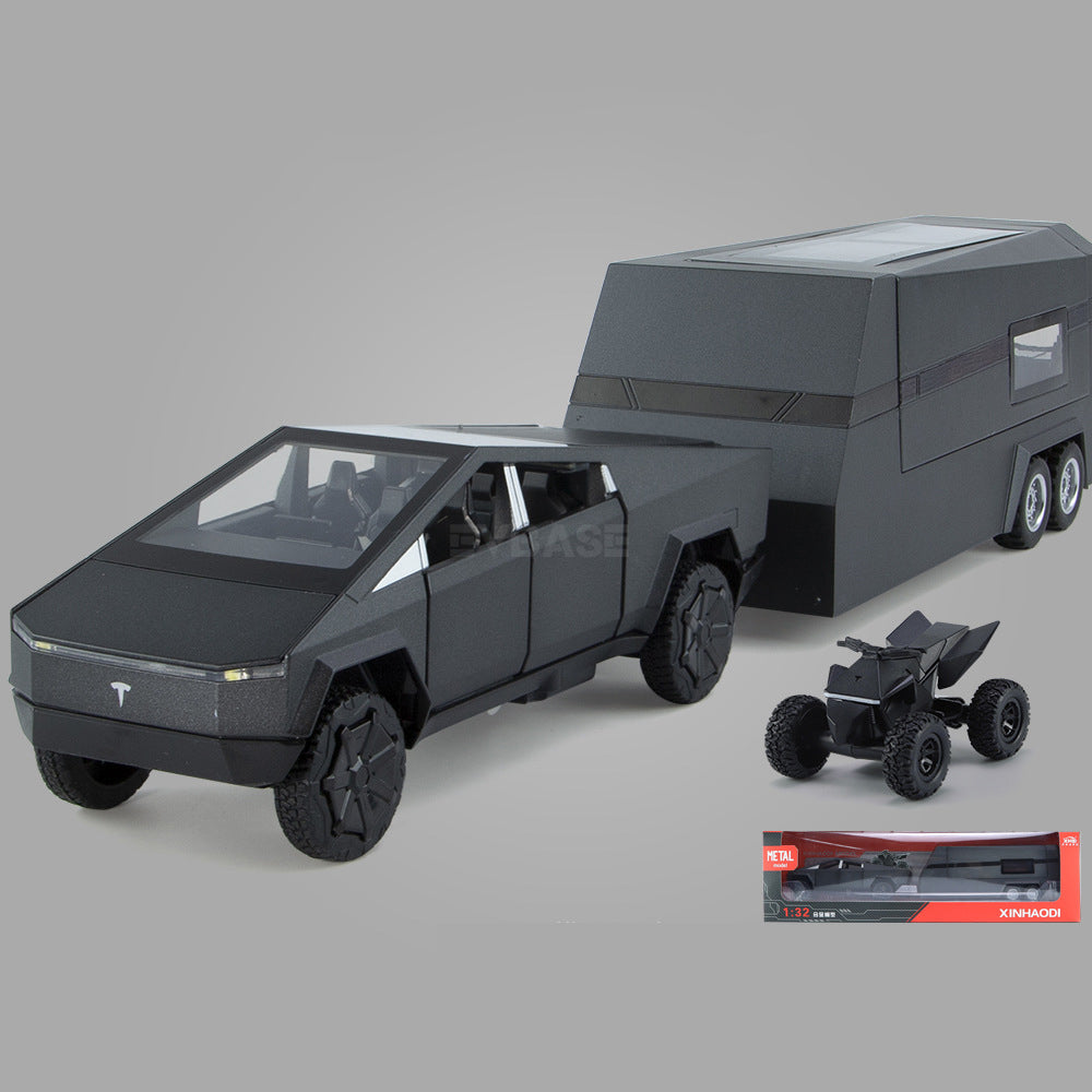 Tesla Cybertruck Pickup Trailer RV Model Kit Alloy Tesla Model Diecast Metal Cybertruck Toy Car