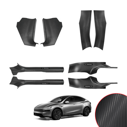Model Y Juniper/ 3 Highland Door Sill Protector ABS Full Coverage Kick Panel Carpet Protection Cover-Hydro Carbon Fiber Coated
