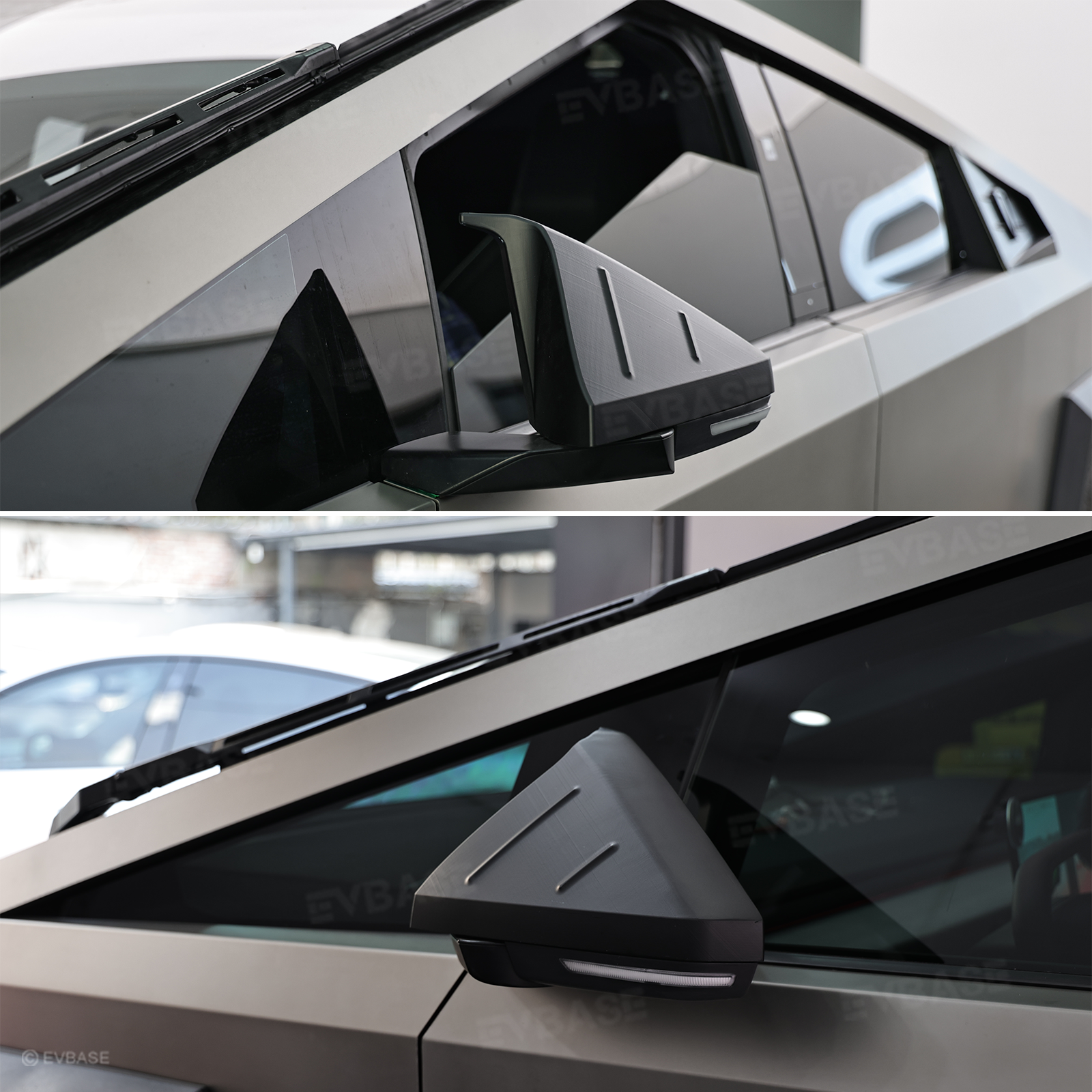 Cybertruck Side Mirror Cover Futuristic Tactical Horn-Style Rearview Mirror Caps ABS Protective Overlay