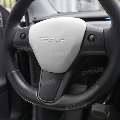EVBASE Carbon Fiber Steering Wheel Middle frame Cover For Tesla Model 3 Y