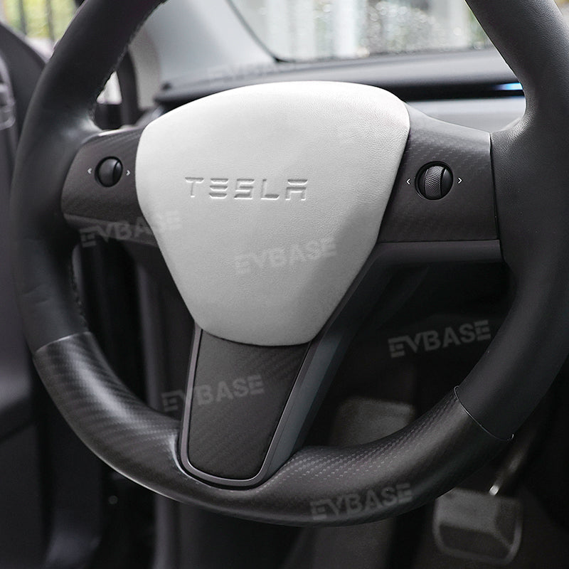 EVBASE Carbon Fiber Steering Wheel Middle frame Cover For Tesla Model 3 Y