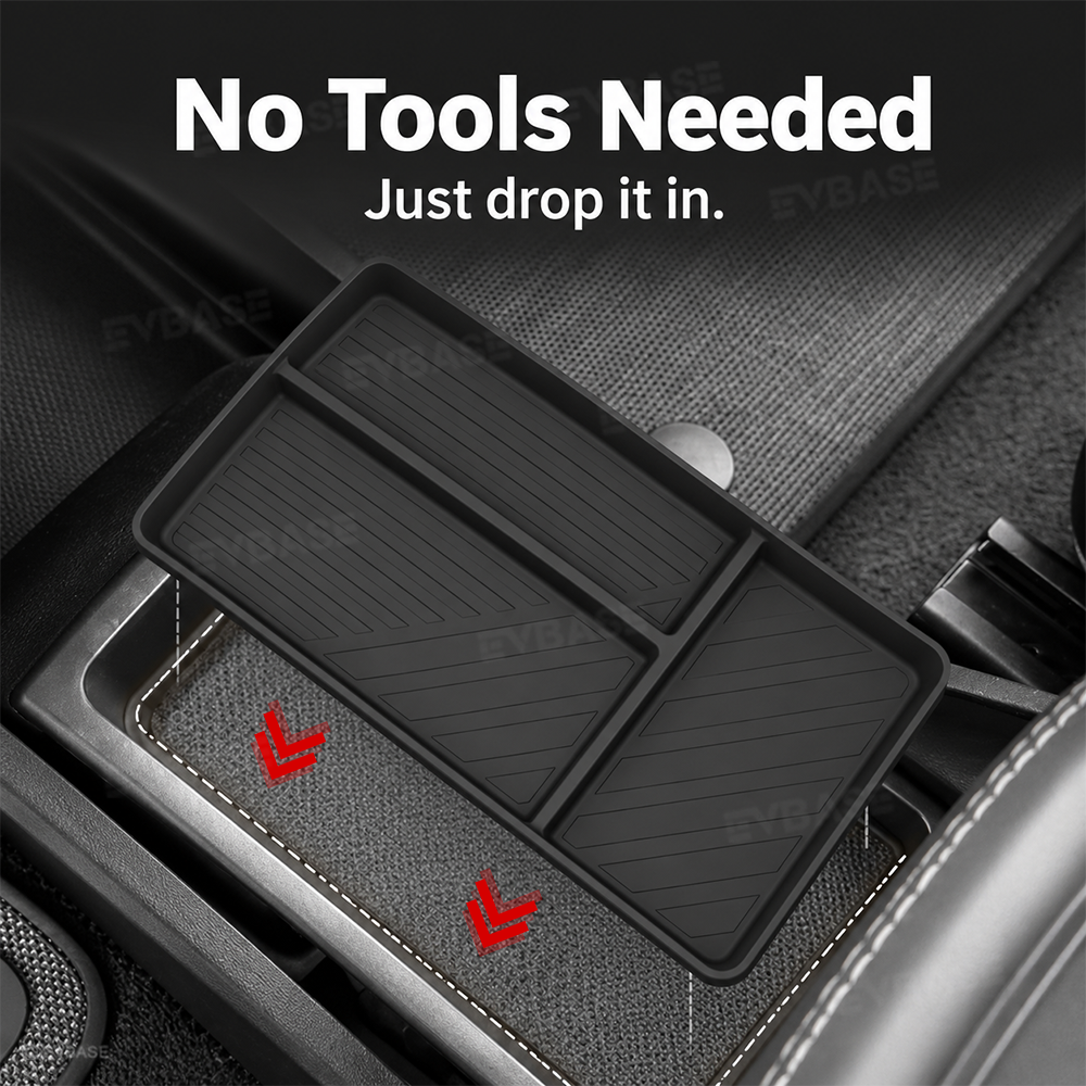 Center Console Drawer Organizer for Rivian R2 Under-Armrest TPE Storage Tray Insert