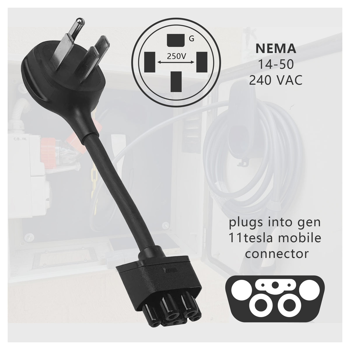 Gen 2 NEMA 14-50 Adapter for Tesla Mobile Portable Charger NEMA 14-50