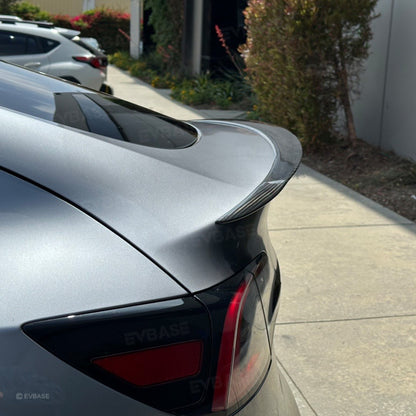 Tesla Model Y Spoiler Wing Dry Real Carbon Fiber OEM Style Inspired By Model 3 Performance Rear Splitter
