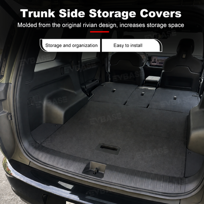 Trunk Cargo Side Storage Covers for Rivian R2 Carpeted Cargo Side Lids Hidden Storage Compartment with Pull Tabs