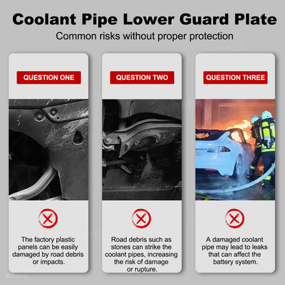 Model 3/Y Coolant Line Skid Plate Protection Guards Lower Chassis Coolant Pipe Protection Cover (Powder Coated)-Carbon Steel