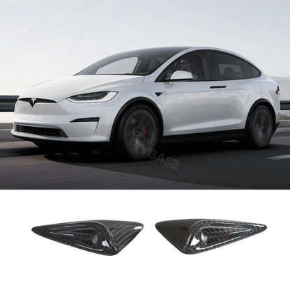 Model X Real Carbon Fiber Side Camera Covers Turn Signal Full-Cover Exterior for Tesla