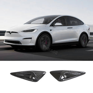 Tesla Model X Real Carbon Fiber Side Camera Covers Turn Signal Full-Cover Exterior EVBASE