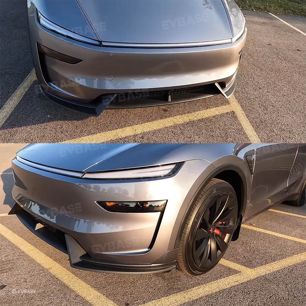 EVBASE Tesla Model Y Front Bumper Lip Fascia Front Lip Spoiler ABS Sport Body Kit Front Apron Model 3