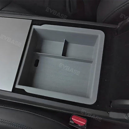 Model 3 Highland Armrest Storage Tray Double Layer  Silicone Liner Center Console Organizer Box for Tesla