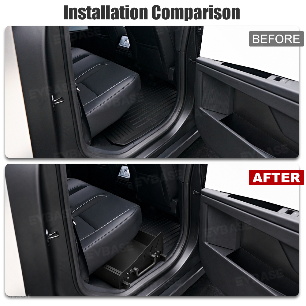 Cybertruck Rear Under-Seat Gear Tunnel Slide Tray Sliding Under-Seat Hidden Storage Drawer
