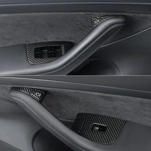 EVBASE Carbon Fiber Tesla Window Lift Button Trim Switch Cover Tesla Model 3 Y Left Hand Drive Door Armrest Panel Cover