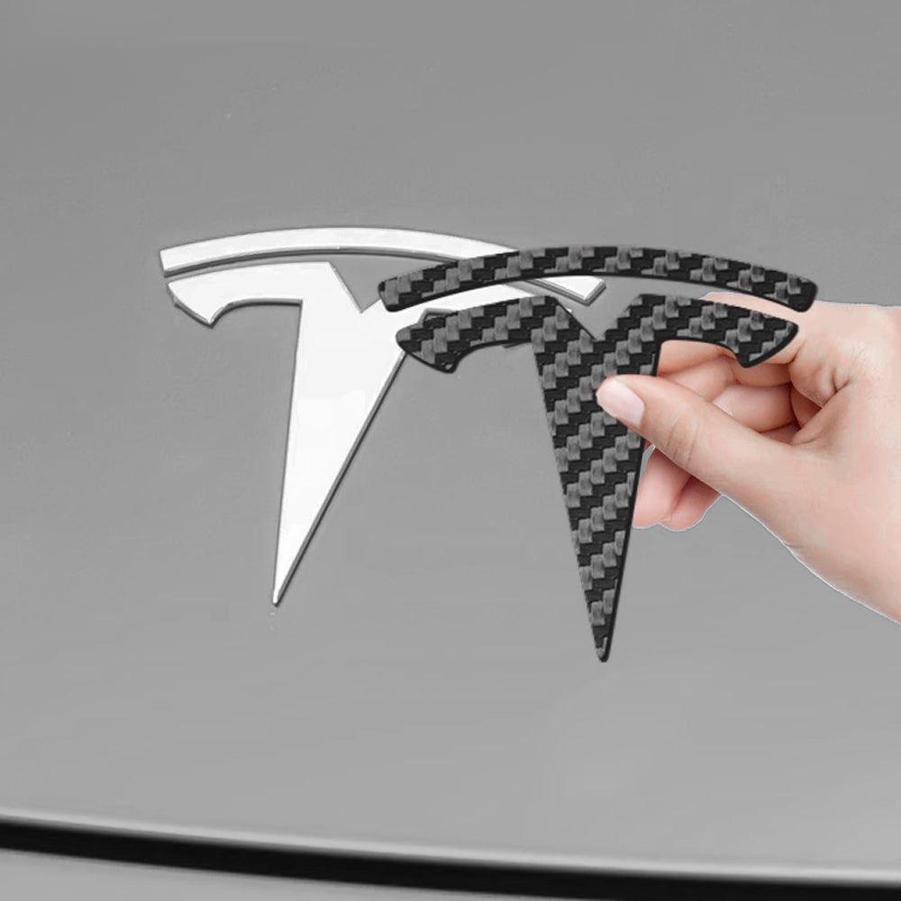 Emblem Sticker for Tesla Front Trunk/Rear Trunk Logo Decal Cover Real Carbon Fiber