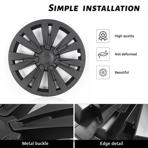 EVBASE Tesla Model Y Turbine Wheel Covers 19 inch Sport Model X Version Wheel Cap 4PCS Matte 2020-2024 Year