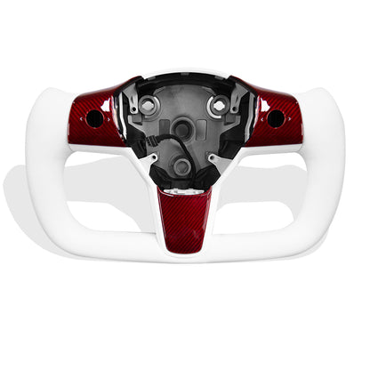New Model 3 Y Red Carbon Fiber Yoke Steering Wheel for Tesla