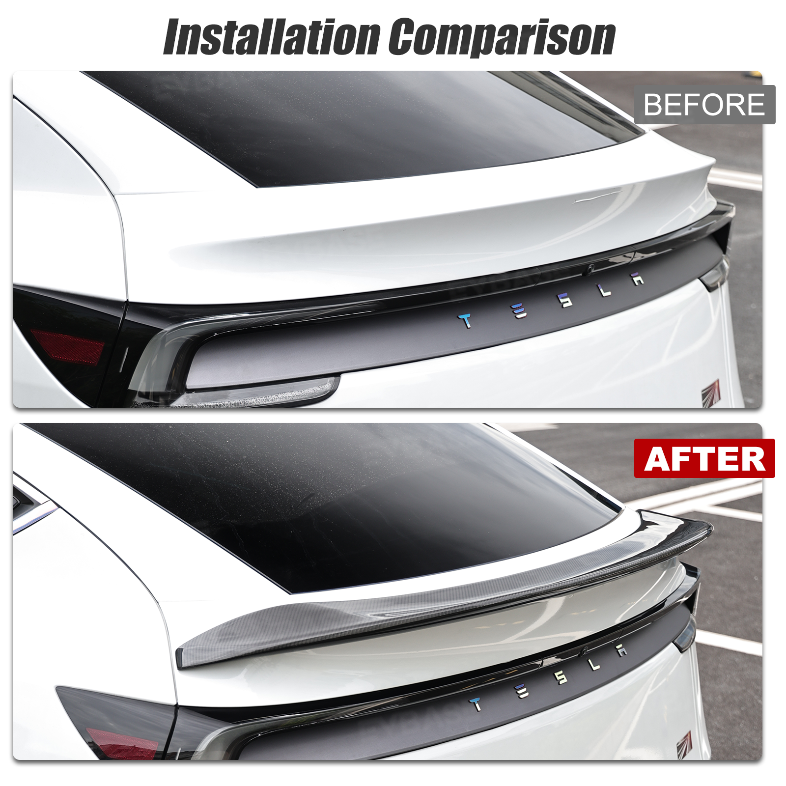Model Y Juniper V-Style Rear Spoiler Flexible Urethane Carbon Fiber Rear Trunk Lip Spoiler for Tesla