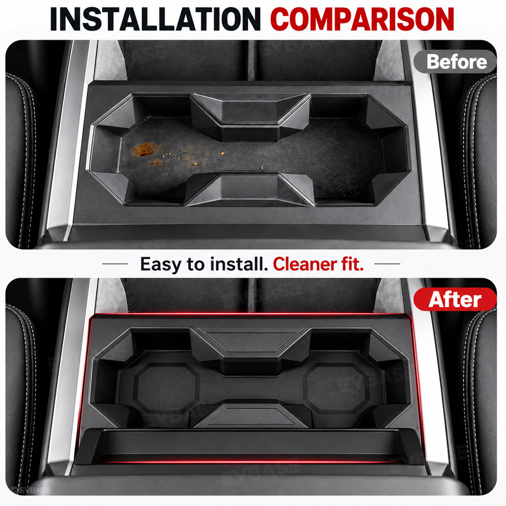 Cybertruck Center Console Cup Holder Insert 2.0 Silicone Cup Holder Drink Organizer with Glasses Holder