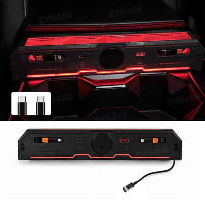 Cybertruck Center Console Multi-Port USB Charger Hub 3.0 with Retractable Cables & 110V AC Outlet Ambient Lighting Power Hub