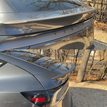 Tesla Model Y Spoiler Wing Dry Real Carbon Fiber OEM Style Inspired By Model 3 Performance Rear Splitter