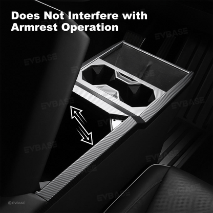Cybertruck Center Console Cup Holder Panel Trim Cover ABS Carbon Fiber Style Protective Overlay