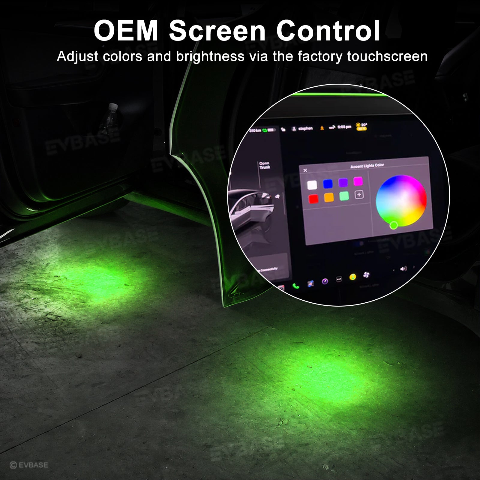 Model Y Juniper/ 3 Highland Projection Lights & Footwell Lights & Center Console Ambient Lighting with Factory Screen Control