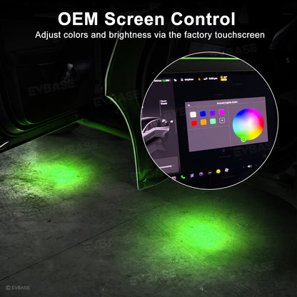 Model Y Juniper/ 3 Highland Projection Lights & Footwell Lights & Center Console Ambient Lighting with Factory Screen Control