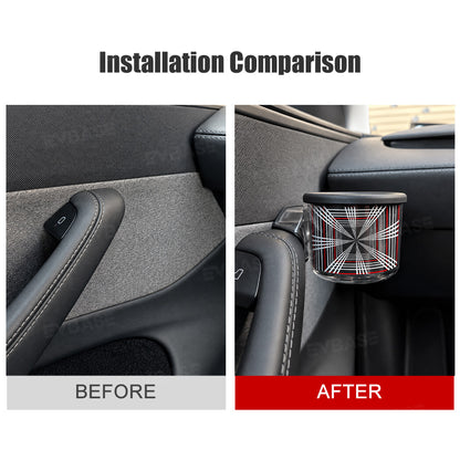 Model Y Juniper/ Y L ABS Side Door Cup Holder Plaid Style Storage Drink Holder