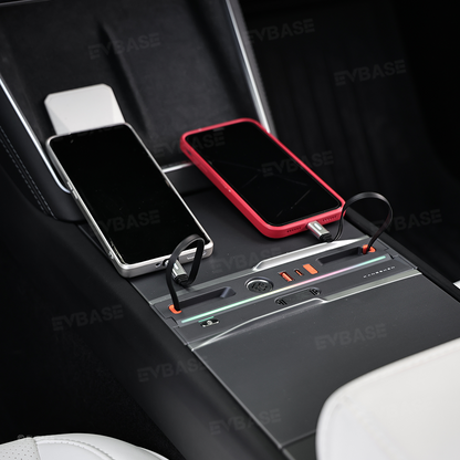Model Y Juniper/ 3 Highland Center Console USB Hub Docking Station with Retractable Charging Cables & Aromatherapy & Ambient LED Lighting