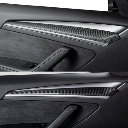 Model 3 Y Front Door Trim Cover for Tesla Real Carbon Fiber Glossy Interior Accessories
