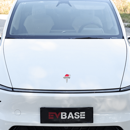 3D Christmas Santa Hat Overlay Holiday Decor Waterproof Stickers for Tesla Emblem