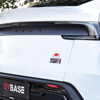 3D Christmas Santa Hat Overlay Holiday Decor Waterproof Stickers for Tesla Emblem