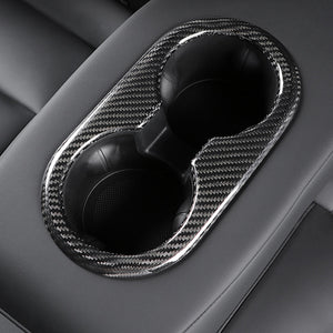 Tesla Model Y 3 Carbon Fiber Interior Accessories Center Console Cup Holder Cover