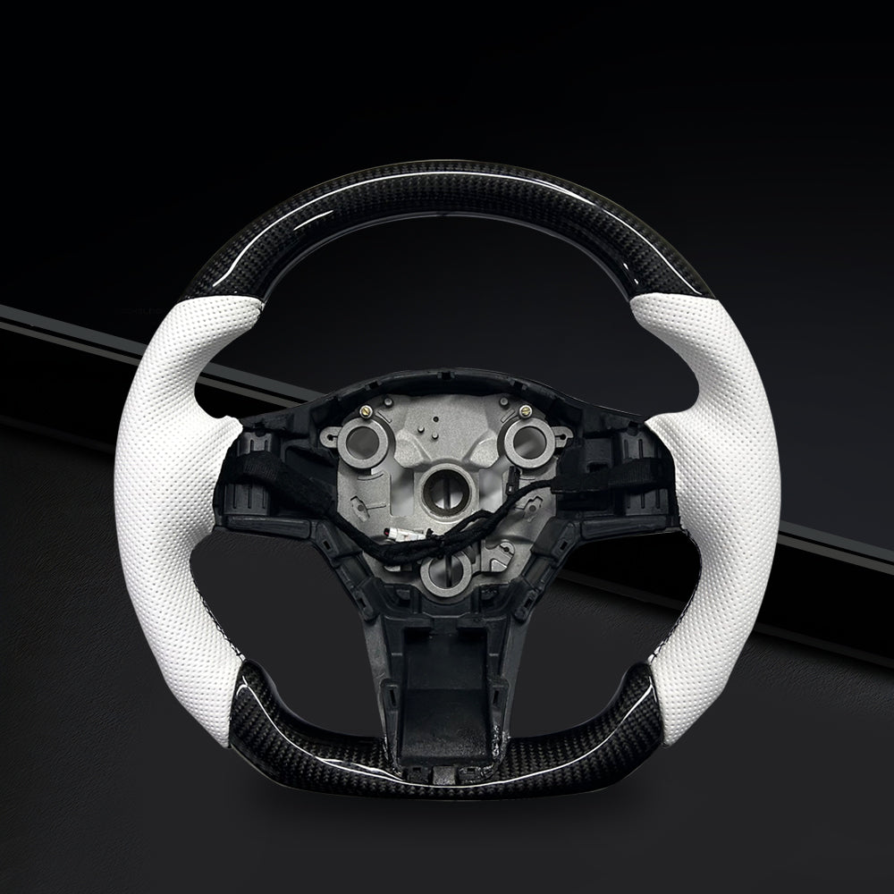 EVBASE Customized Carbon Fiber Steering Wheel for Model 3 Y Tesla Accessories