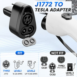 J1772 & CCS1 to Tesla Charger Adapter 2 in 1 Charging Stations Accessories for Tesla Model 3/S/X/Y DC Fast Charging