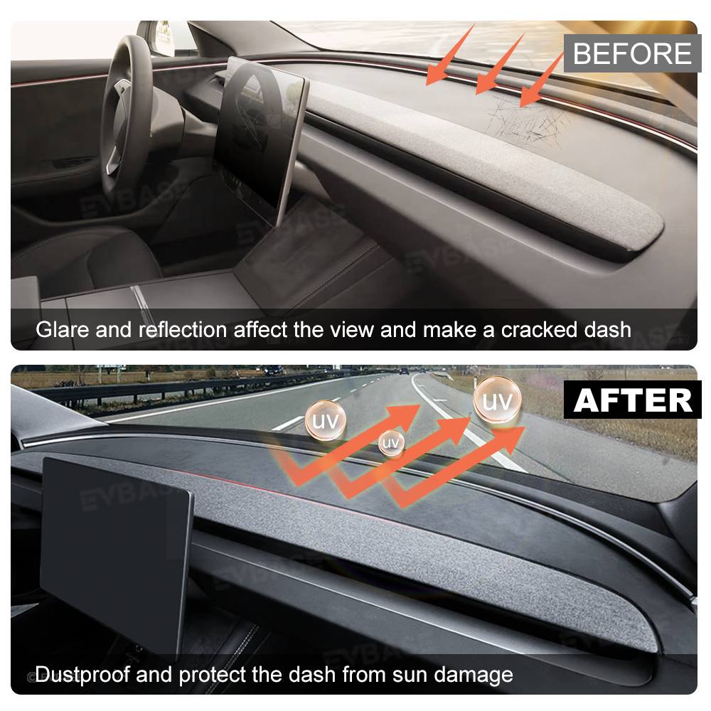 Model Y Juniper Dashboard Cover Anti-Glare Sun Protection Suede Dash Mat