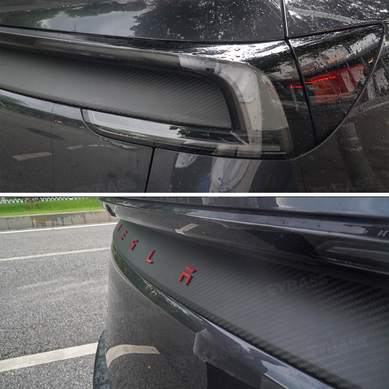 Model Y Juniper Tailgate Applique Overlay Real Dry Molded Carbon Fiber Rear Tailgate Trim for Tesla
