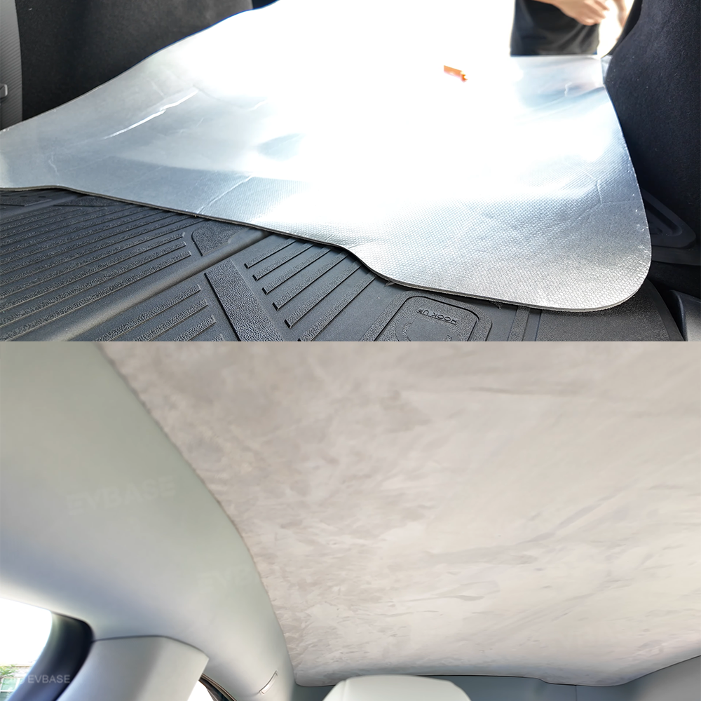 Model Y Juniper/ 3 Highland Sunshade Silicone Electrostatic Glass Sunroof Shade Heat Insulation UV Protection Faux Suede Sun Visor