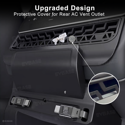 Model Y Juniper/ 3 Highland Rear Vent Expansion Dock 2.0 with Retractable Fast Charging Cables & Aromatherapy &  Air Vent Cover for Tesla