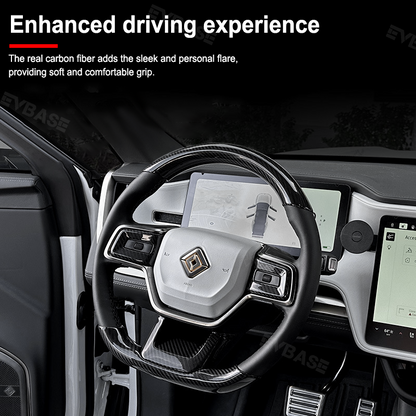 R1T R1S Steering Wheel Cover Real Carbon Fiber Protector Upper Lower Overlay Glossy for Rivian