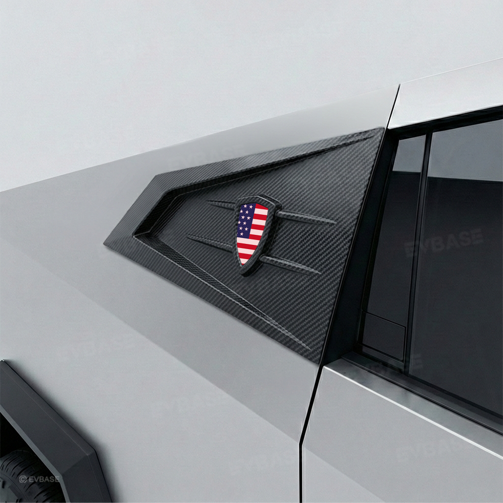 Cybertruck C-Pillar Louver Covers Rear Side Window Futuristic Tactical Overlay ABS Exterior Trim
