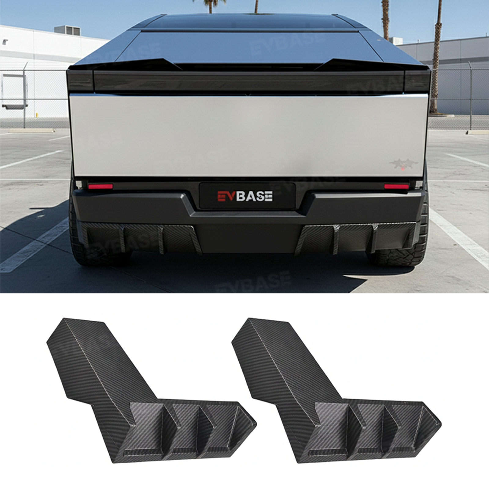 Cybertruck Rear Diffuser ABS Rear Bumper Lip Side Splitter Extension for Tesla
