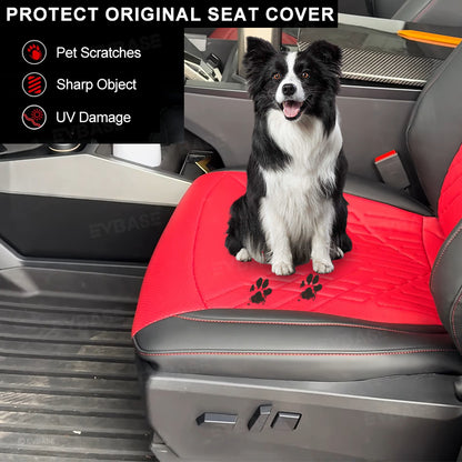 Cybertruck Seat Covers NAPPA Leather Gen 3.0 With Musk's Rocket Spirit (Light Red) For Tesla