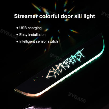 Cybertruck Illuminated Door Sill Protectors With Cyberbeast Graffiti Logo Welcome Pedal Plates LED Lights for Tesla