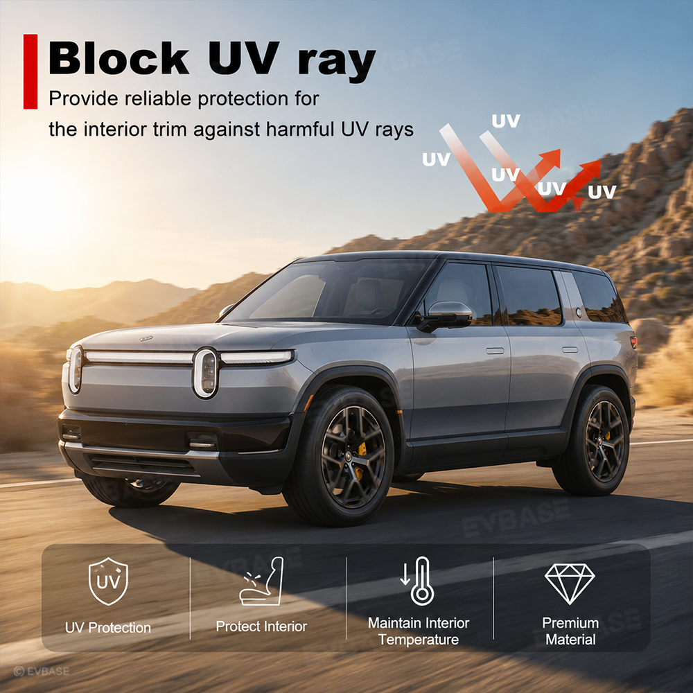 Sunshade for Rivian R2 Side Window Shade & Windshield Sun Shade & Glass Roof Sun Visor Foldable Heat Reflective Protector