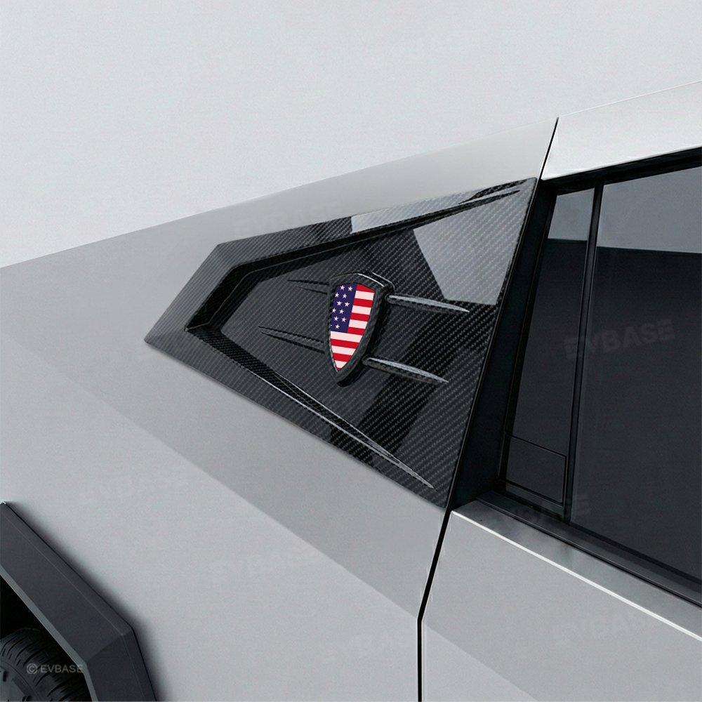 Cybertruck C-Pillar Louver Covers Rear Side Window Futuristic Tactical Overlay ABS Exterior Trim