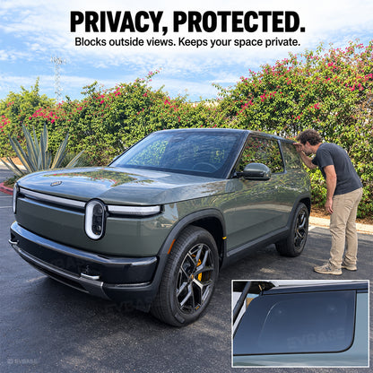 Rear Quarter Window Sunshade for Rivian R2 2-in-1 Privacy Cover with Storage Organizer Pocket