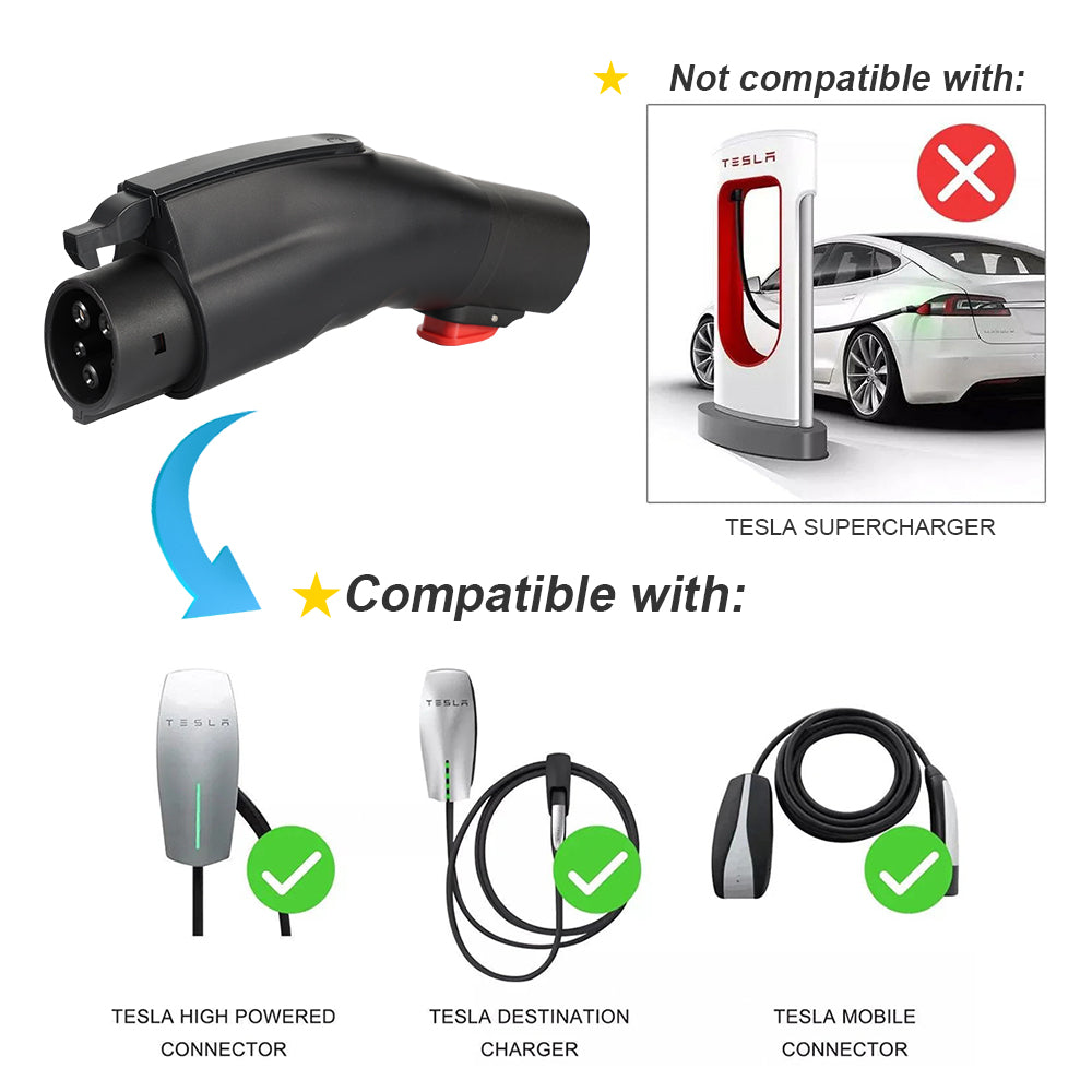 Tesla to J1772 Adapter Max 60A 250V AC Compatible with Tesla Wall Co EVBASE Premium EV Tesla Accessories