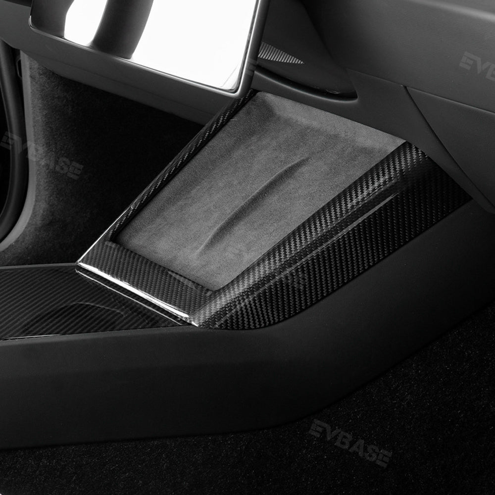 EVBASE Tesla Model 3 Highland Center Console Charging Frame Cover Real Carbon Fiber Decorative Trim Charging Pad Frame Overlay